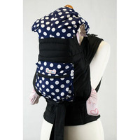 Mei Tai Baby Sling with Hood Pocket - Blue with White Spots