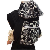 Mei Tai With Hood And Pocket - Black Floral