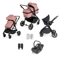 Ickle Bubba Comet 3 in 1 Travel System with Astral Car Seat (Frame: Black, Fabric Colour: Dusty Pink, Handle Bars: Black)