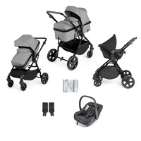 Ickle Bubba Comet 3 in 1 Travel System with Astral Car Seat (Frame: Black, Fabric Colour: Space Grey, Handle Bars: Black)