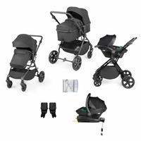 Ickle Bubba Comet All-in-One i-Size Travel System with ISOFIX Base (Frame: Black, Fabric Colour: Black, Handle Bars: Black)