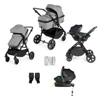 Ickle Bubba Comet All-in-One i-Size Travel System with ISOFIX Base (Frame: Black, Fabric Colour: Space Grey, Handle Bars: Black)