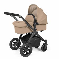 Ickle Bubba Stomp Luxe All in One i-Size Travel System with ISOFIX Base (Frame: Black, Fabric Colour: Desert, Handle Bars: Black)